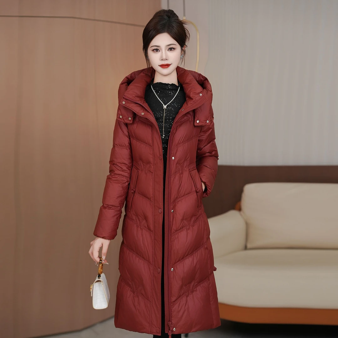 新国标90白鸭绒2024年冬季新款长款显瘦遮肉时尚气质保暖羽绒服女