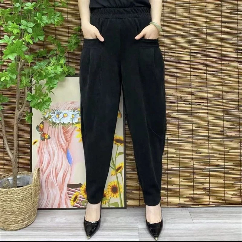 网红春秋季时尚显瘦休闲裤女百搭洋气宽松哈伦裤中老年妈妈装裤子