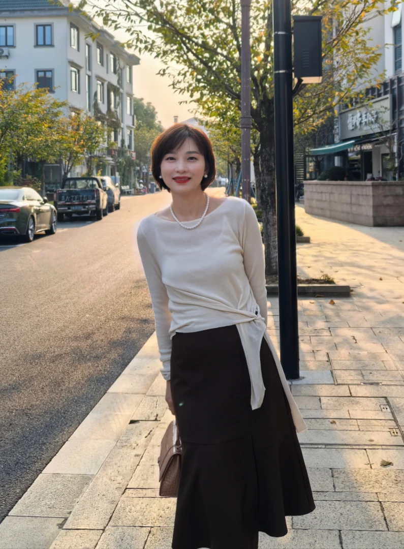 【bobo专属】秋季新款纯色收腰绑带针织上衣