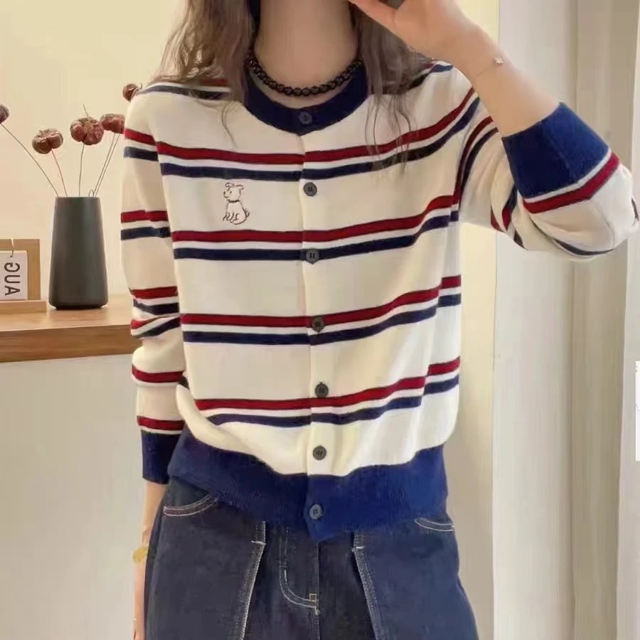 YOMII CAUSE/【随性的解锁密码  条纹针织开衫上衣】