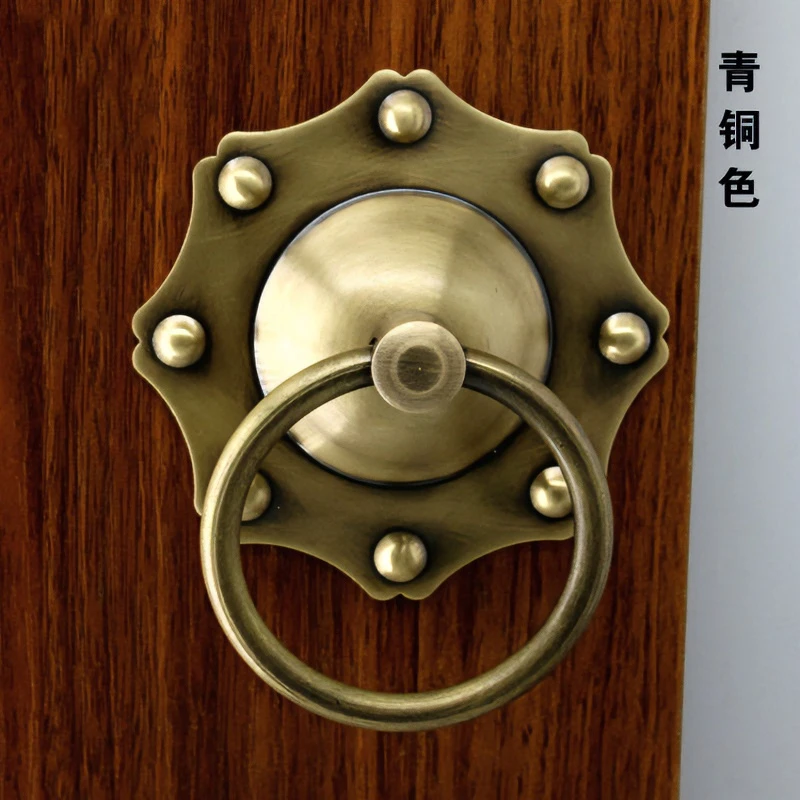 精华阁仿古中式拉环门环实木黄铜头木门把手古铜推拉玻璃门拉手