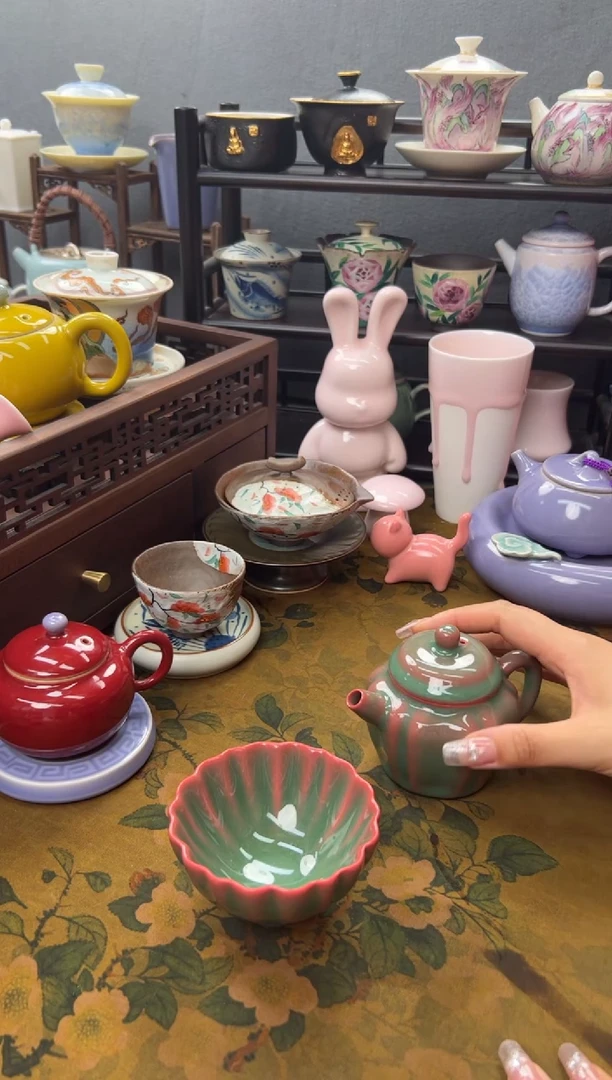 【闪购商品】尚盏堂青绿红炉点雪南瓜壶