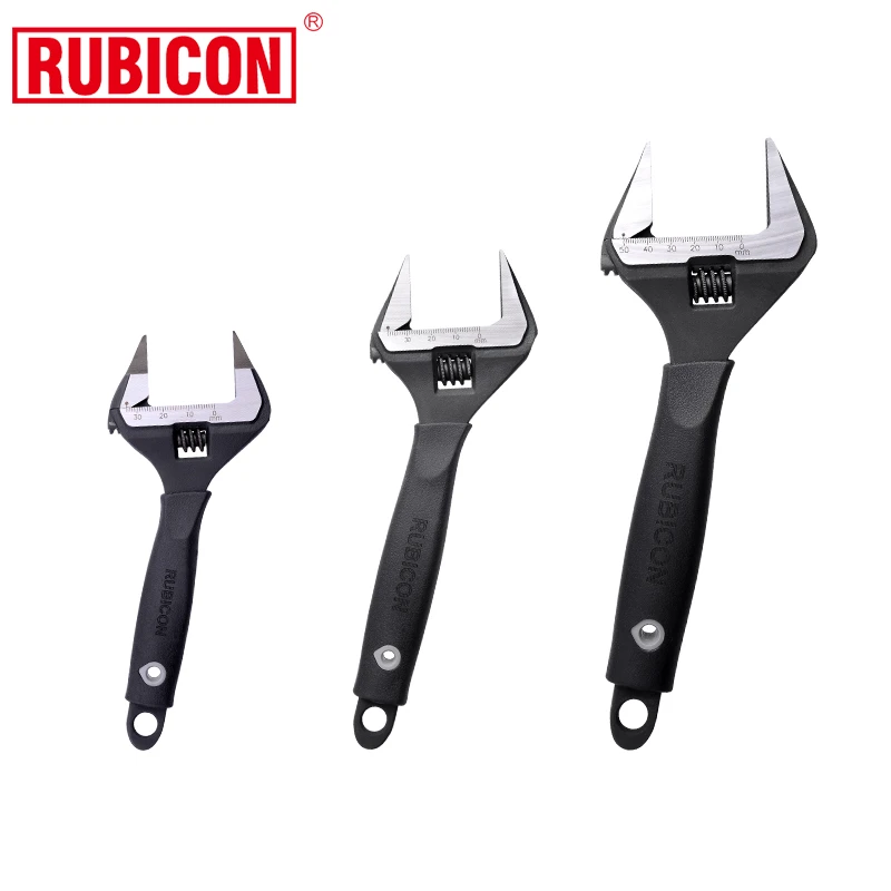 RUBICON罗宾汉防滑柄活动扳手 大开口超薄钳口 适合薄螺丝