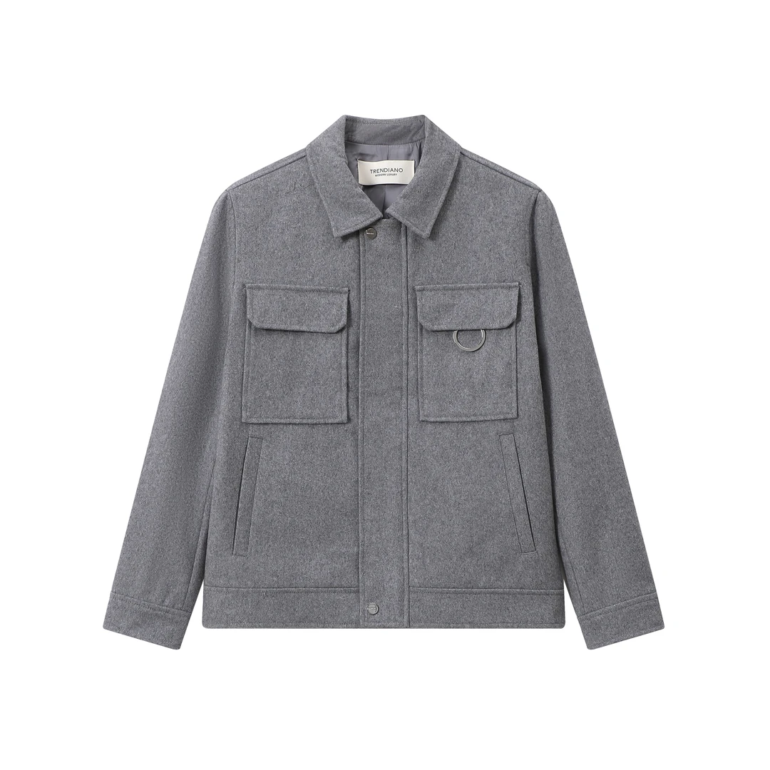 030--334676P绵羊毛呢简约外套