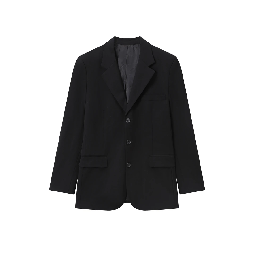 114--3412230黑色梭织西装外套