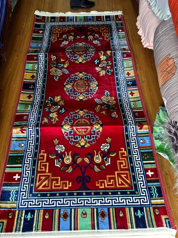 90X190藏式中式客厅地毯法兰绒加厚沙发垫家居用品卧室木榻座垫