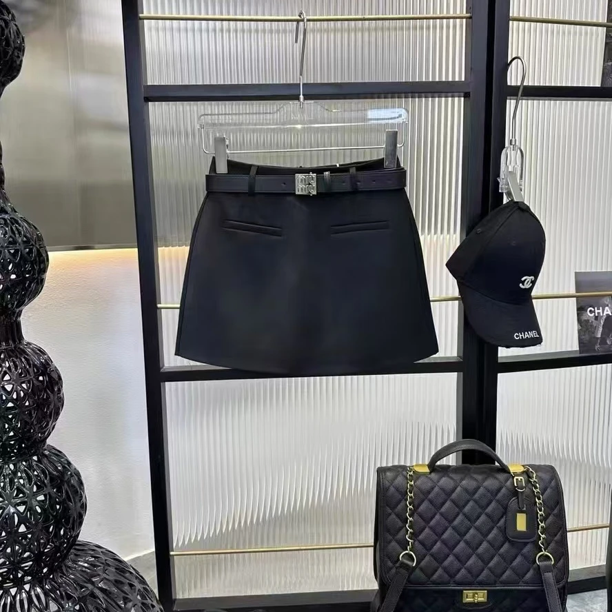 网红腰带短裙A字裙裤秋冬韩版高腰显瘦防走光半身裙