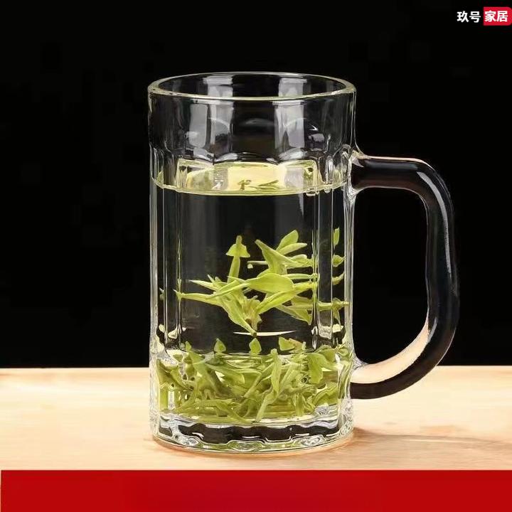 家用玻璃杯带把手喝水杯办公室茶杯男士泡茶专用简约咖啡杯子D452