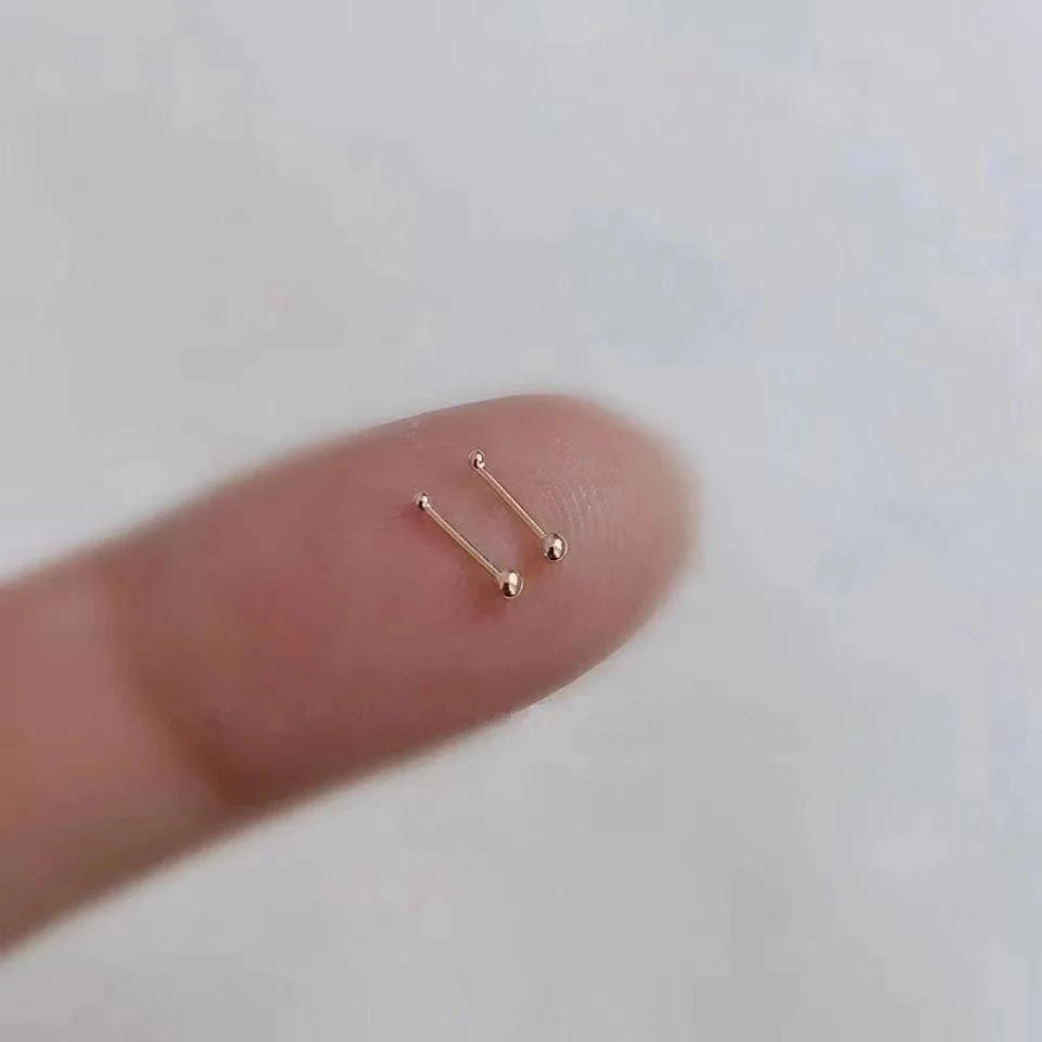 铜合金耳饰 925镀银豆豆耳钉女简约百搭双头养耳洞免摘耳骨钉耳饰