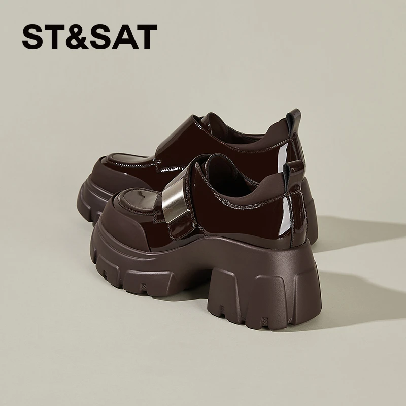 星期六英伦风乐福鞋女鞋2025春季新款复古高跟小皮鞋百搭厚底单鞋