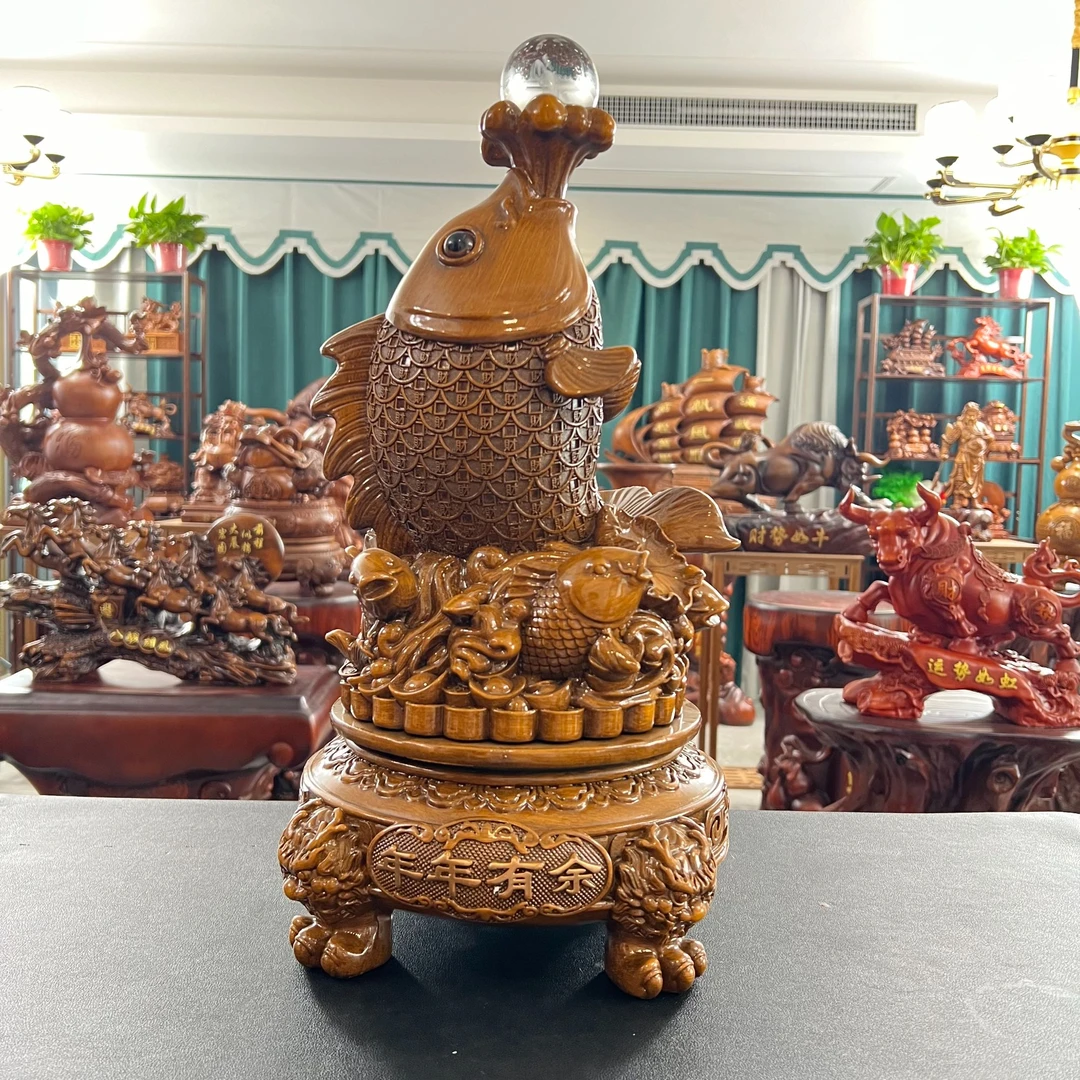 【新人福利】年年有余鱼摆件可旋转大号公司店铺桌面客厅玄关博古架