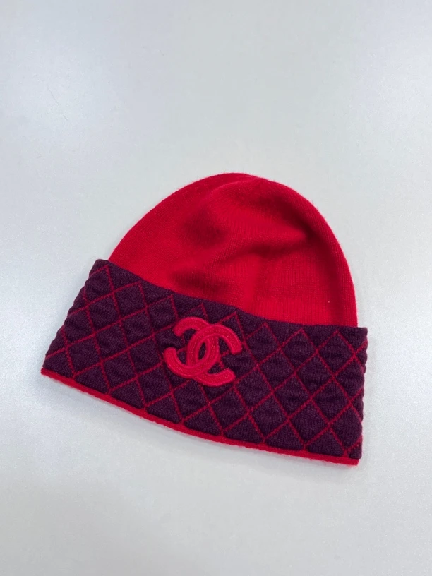 95新 Chanel/香奈儿 夏七中古/红色双c菱格纹冷帽