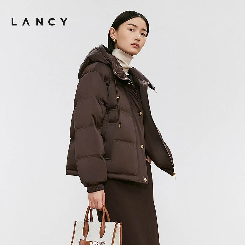【90白鹅绒】LANCY/朗姿2024冬新款时尚短款美拉德高级感羽绒服女
