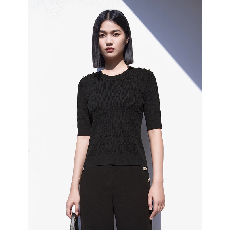 LANCY/朗姿高领长袖毛针织衫女宽松打底外穿毛衣女时尚百搭夏季
