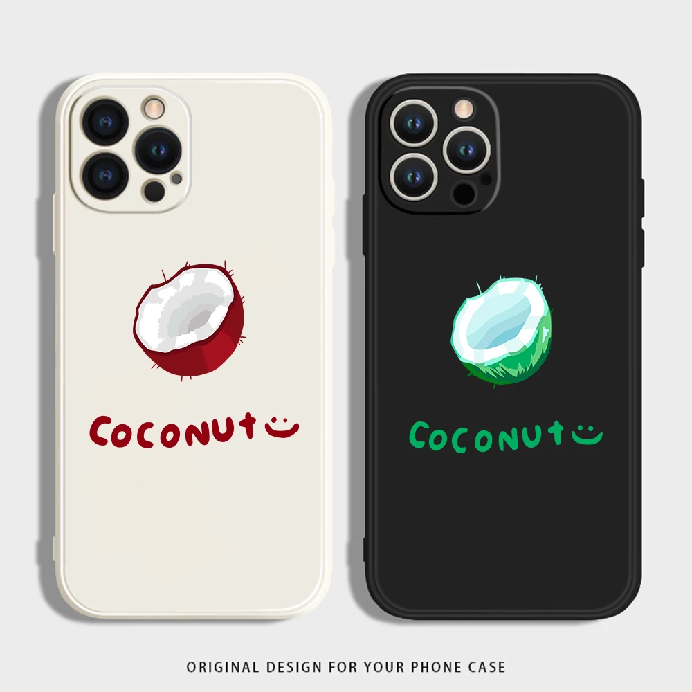 简约椰子适用苹果13手机壳硅胶华为荣耀VIVO小米红米OPPO一加防摔