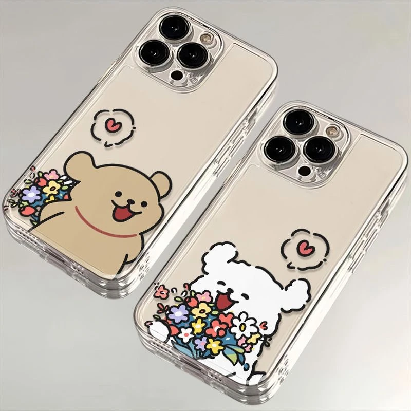 情侣线条狗适用苹果/小米/华为OPPO/VIVO/红米一加荣耀透明手机壳