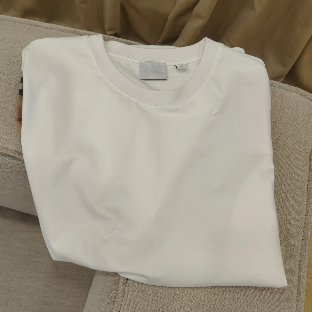 男女同款复古新款圆领格纹拼接短袖T恤306301