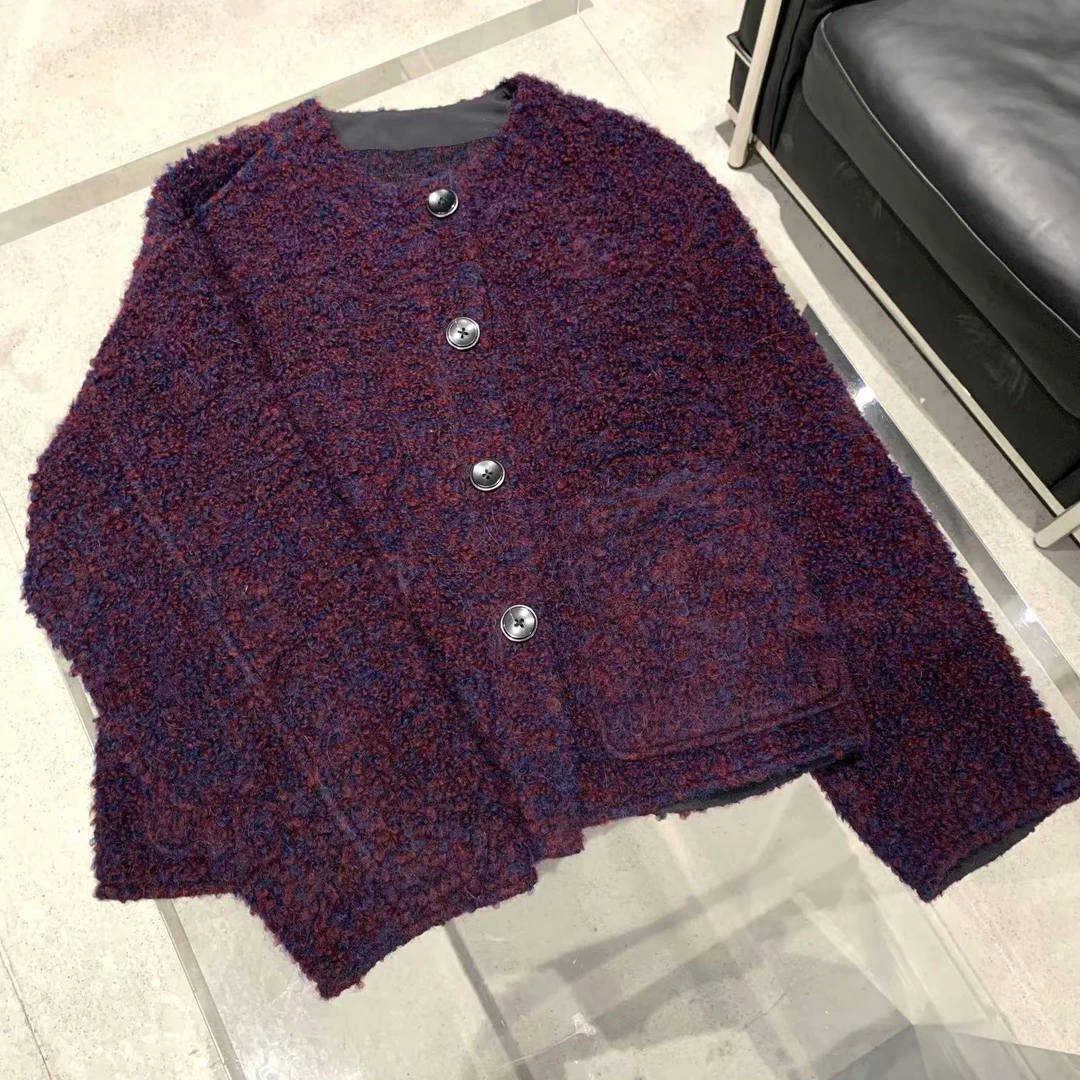 葡萄紫圈圈毛法式小香风优雅气质外套MA4SYDZ1485