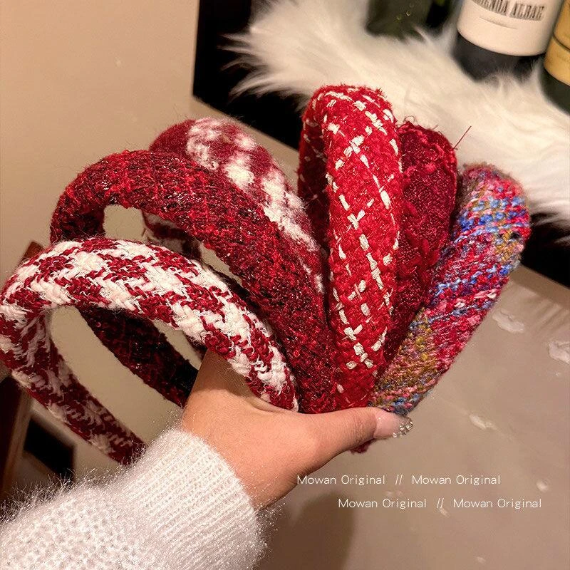 红色新年发箍女2024新款秋冬高颅顶宽边发箍过年喜庆发捆发夹头饰