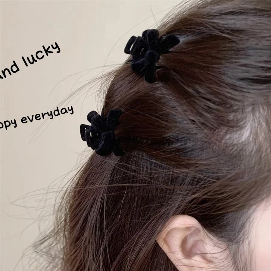 丝绒蝴蝶结抓夹头饰女设计感小众公主头发夹侧边刘海发卡头发夹子