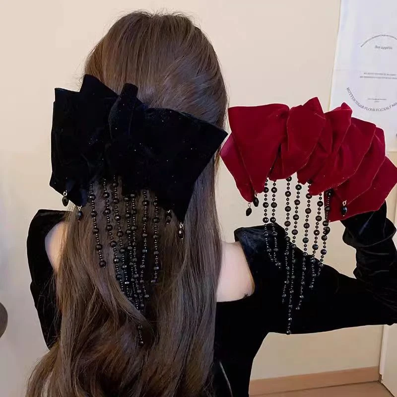 时尚秋冬新款多层蝴蝶结发夹韩版轻奢弹簧夹时尚高级感发饰头饰