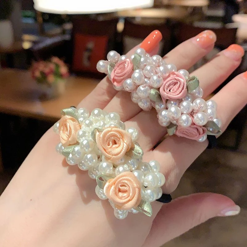 珠珠花朵超仙网红发圈森系头饰韩国ins头绳发饰少女简约皮筋皮套