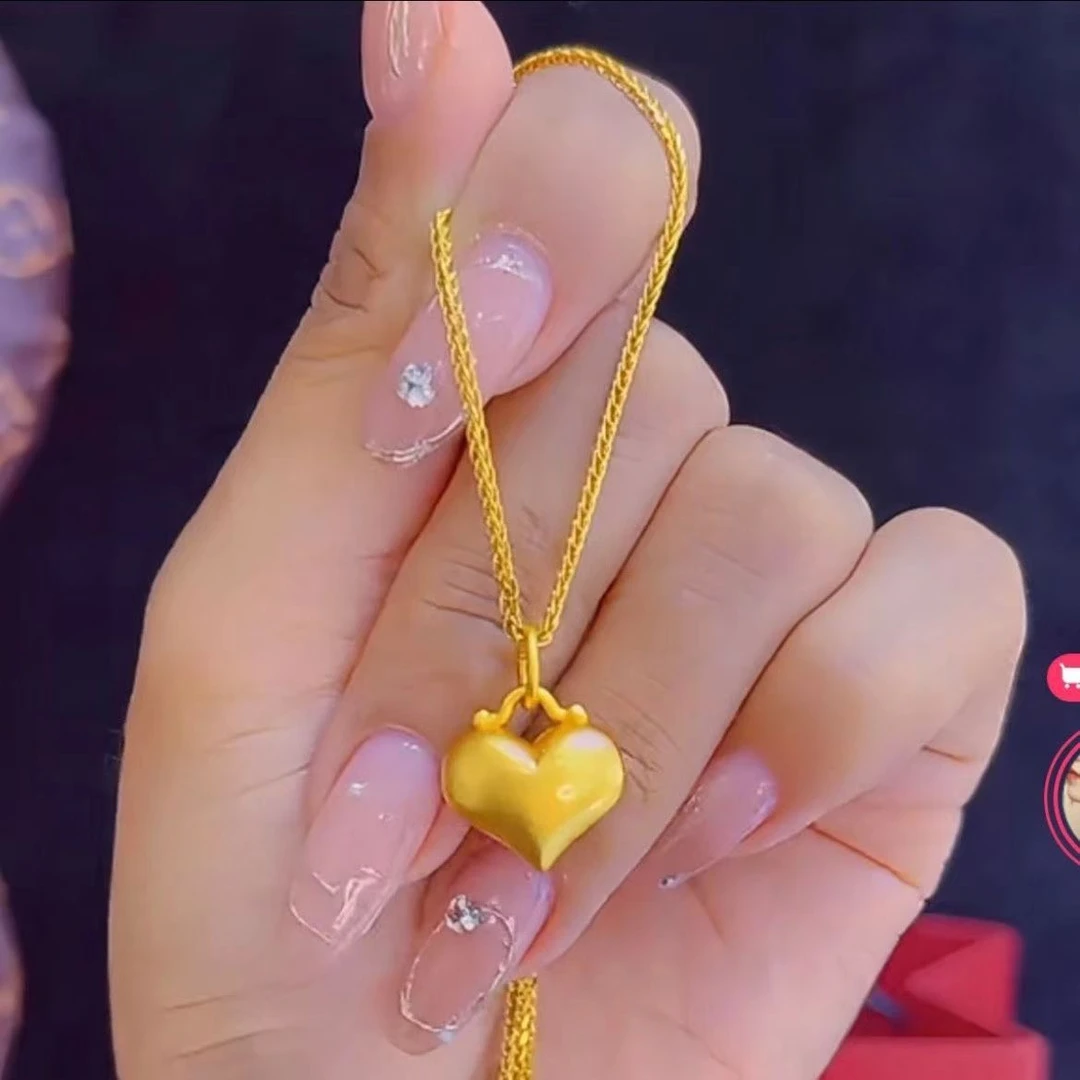 铜合金项链 项链实心爱心+肖邦链（2mm）