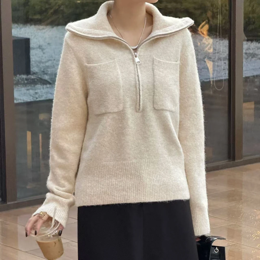 【瑶瑶】秋冬上新百搭时尚显瘦休闲新款半拉链毛衣YY12314