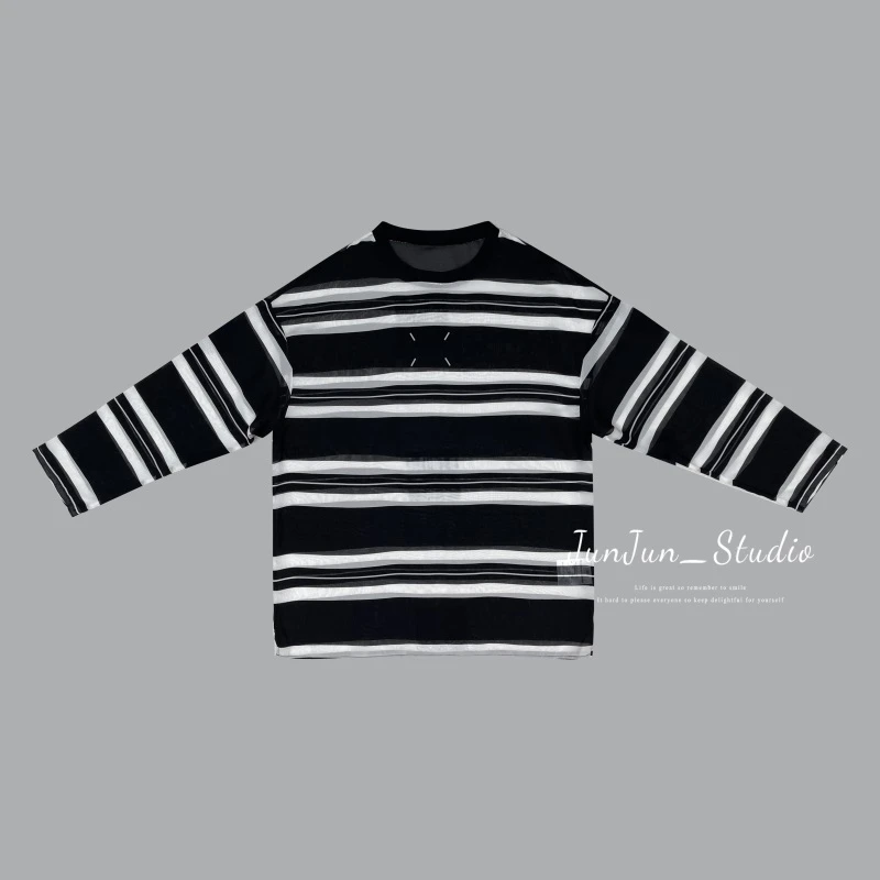 【瑶瑶】简约条纹长袖防晒T 休闲百搭打底  JJ527-1
