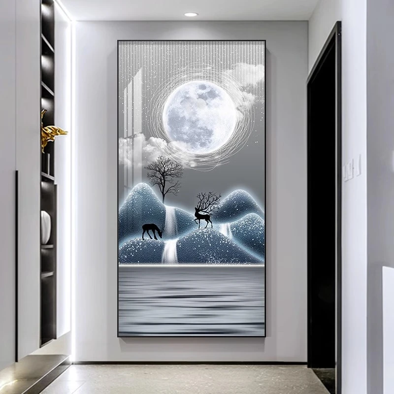 玄关装饰画福禄进门现代简约客厅入户门过道墙画轻奢大气走廊挂画