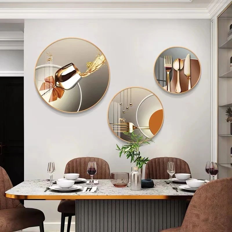 现代创意餐厅装饰画圆形特色玄关壁画沙发挂画水果餐厅画