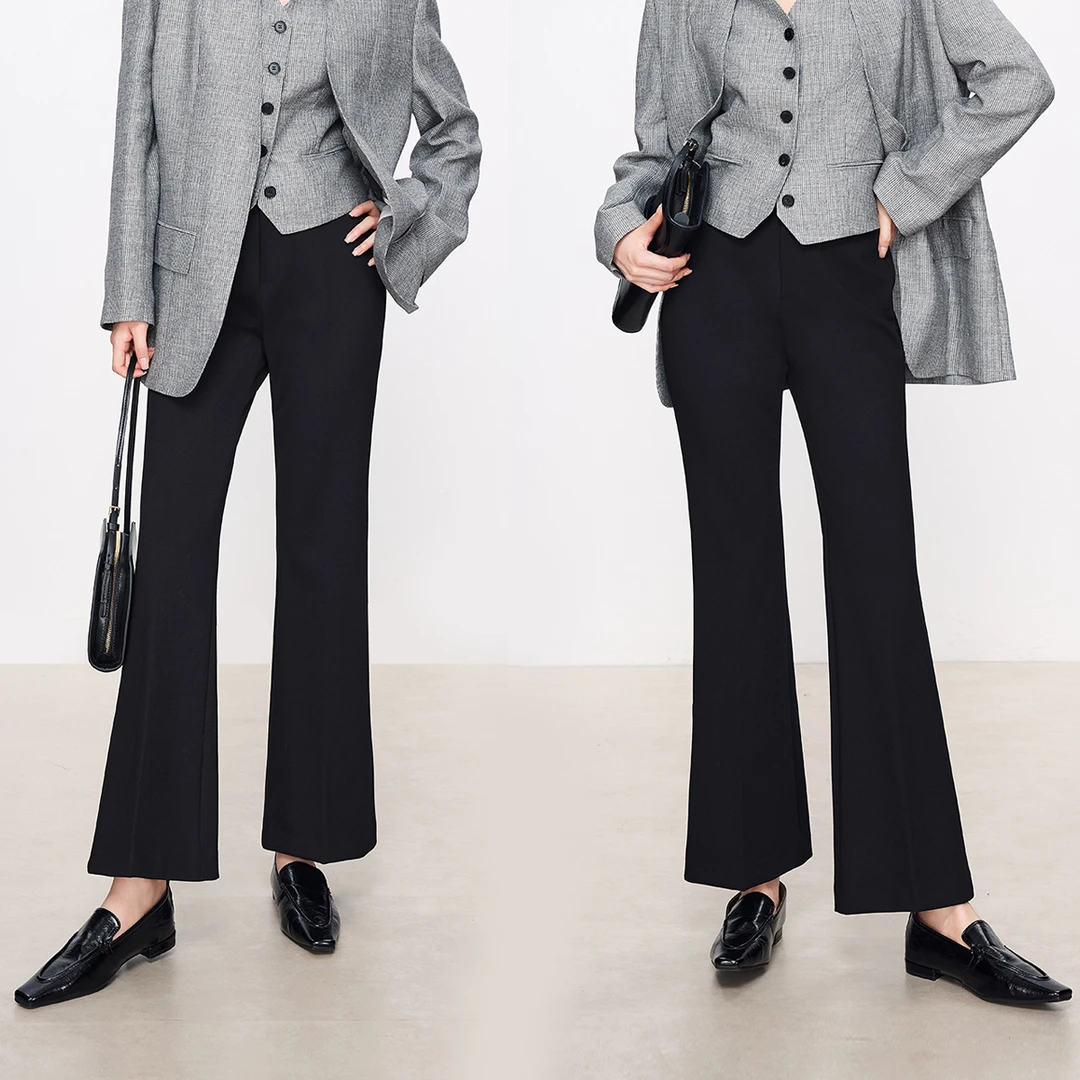 【摩登教主】秋冬重磅加厚 360°修腿 九分微喇西裤女修身1183A