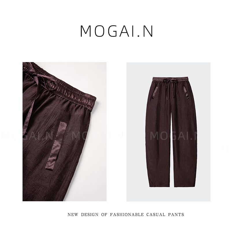 高级皱感弯刀裤"柔滑光泽“2025新款夏季垂感直筒裤醋酸空气裤665