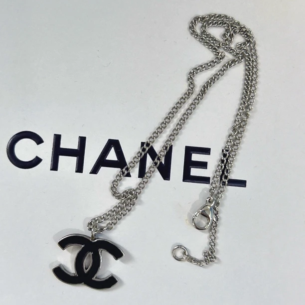 95新 Chanel/香奈儿 Chanel vintage香奈儿中古黑银锁骨链