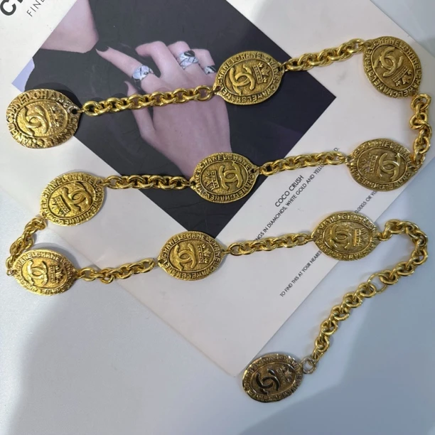 95新 Chanel/香奈儿 Chanel vintage香奈儿中古素金腰链