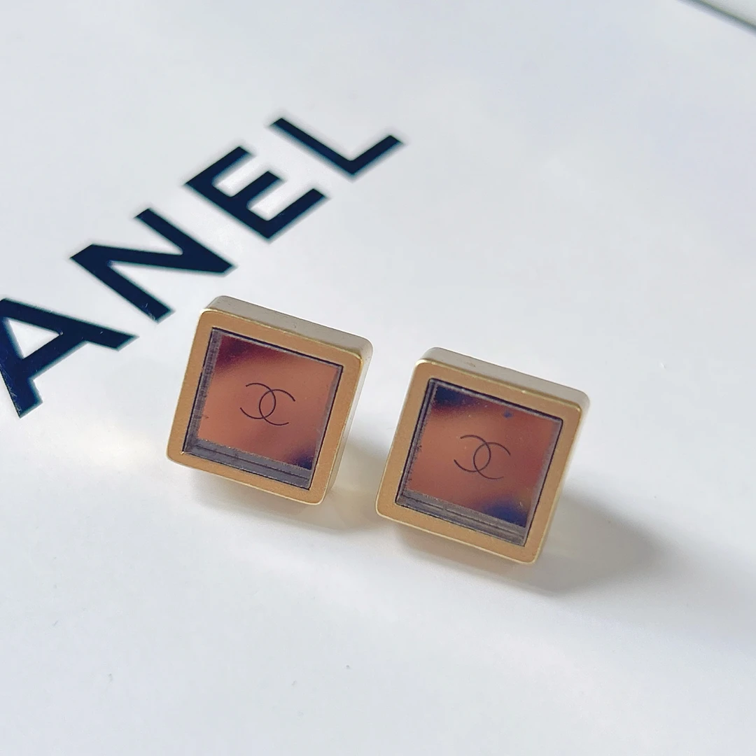95新 Chanel/香奈儿 Chanel vintage香奈儿中古方块耳钉