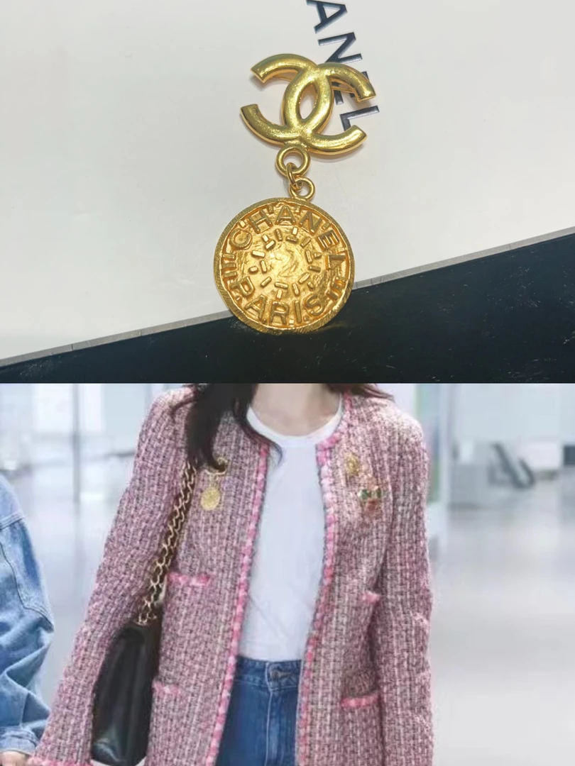 95新 Chanel/香奈儿 Chanel vintage香奈儿中古双C金币胸针