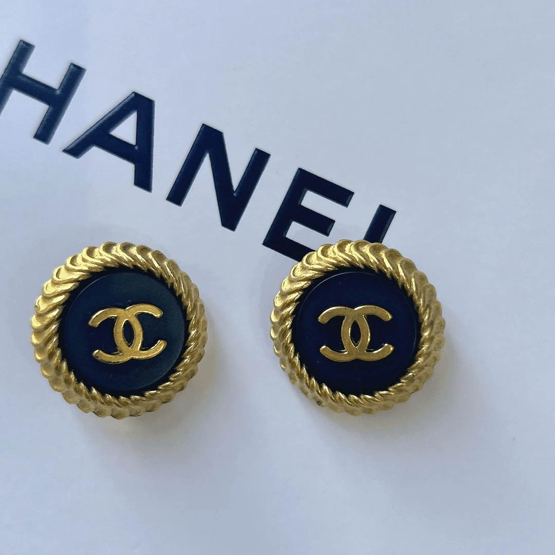 95新 Chanel/香奈儿 Chanel vintage香奈儿中古黑金耳夹
