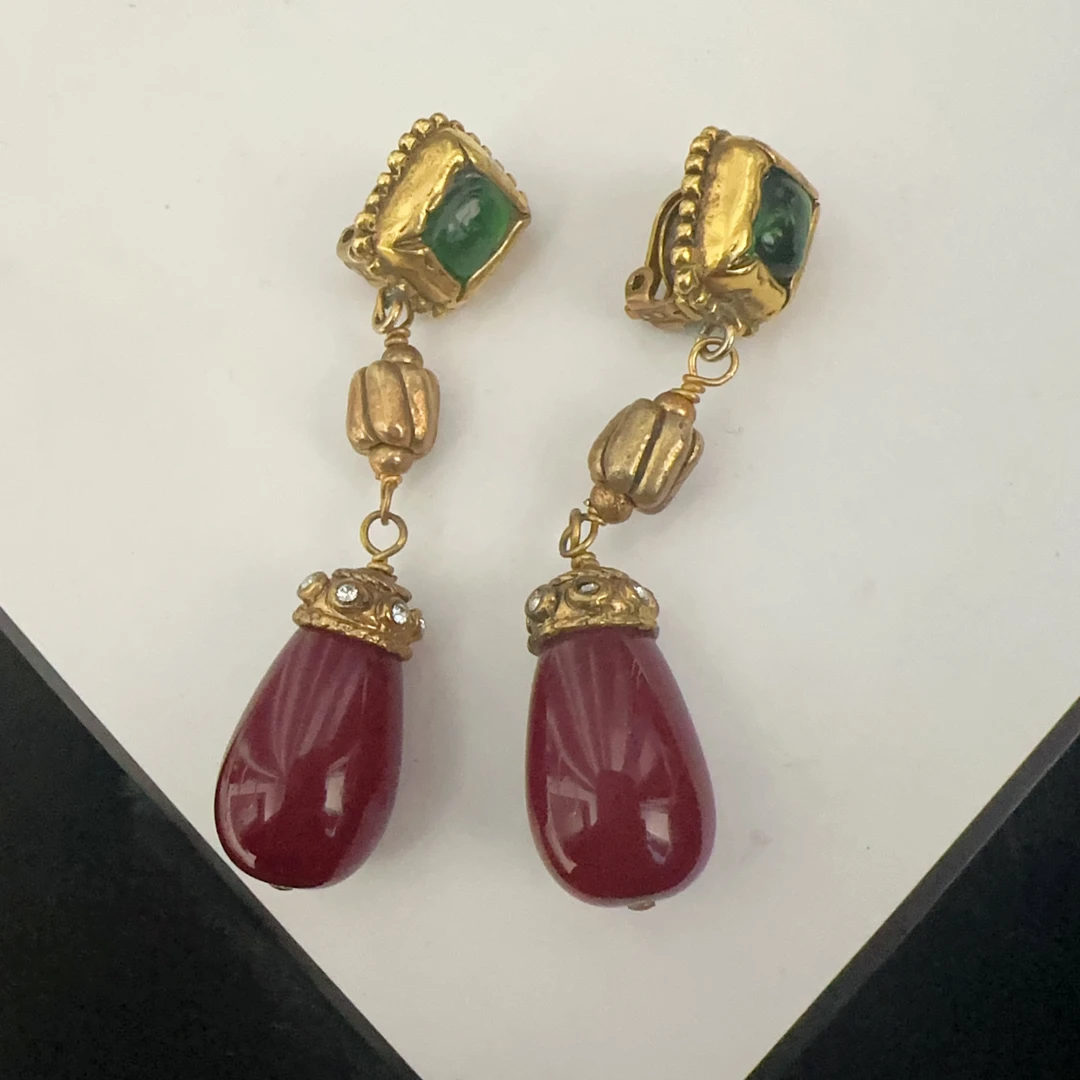 95新 Chanel/香奈儿 Chanel vintage香奈儿中古琉璃耳夹