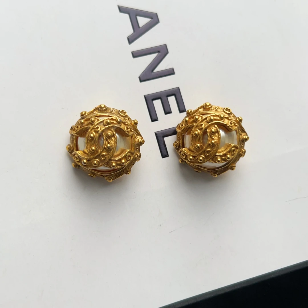 95新 Chanel/香奈儿 Chanel vintage香奈儿中古葡萄藤珍珠耳夹