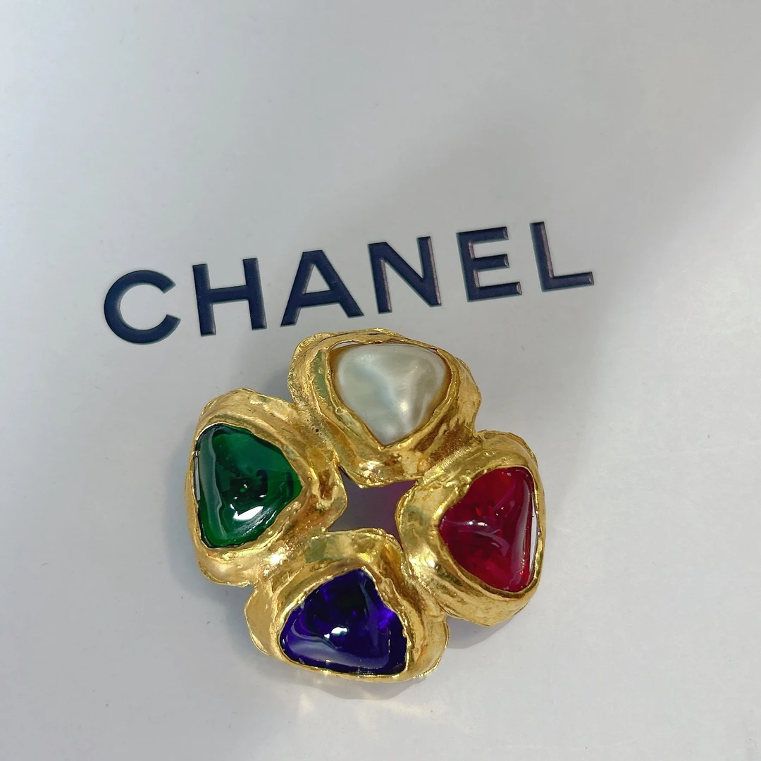 95新 Chanel/香奈儿 Chanel vintage香奈儿中古琉璃胸针