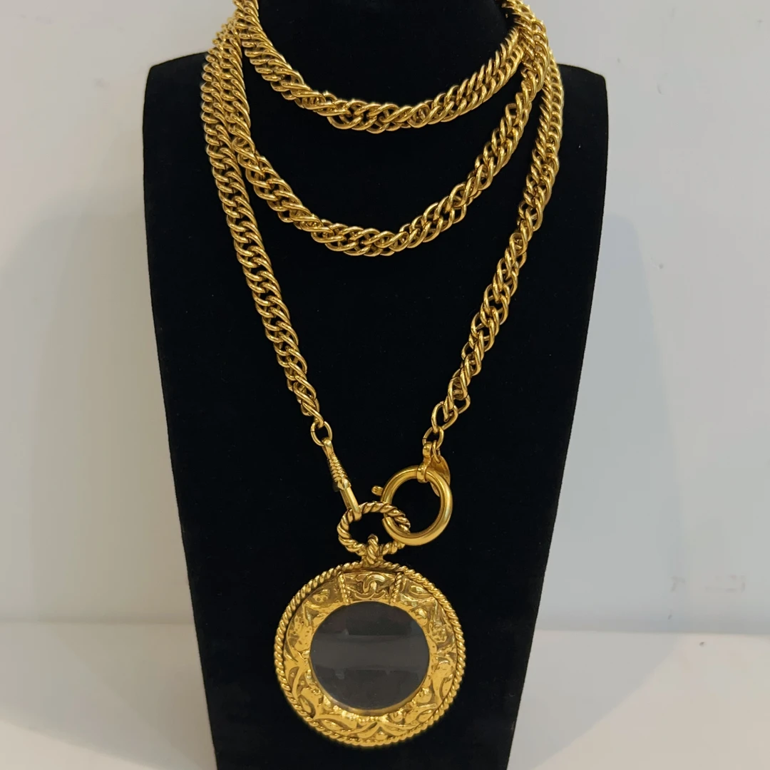 95新 Chanel/香奈儿 Chanel vintage香奈儿中古浮雕放大镜项链