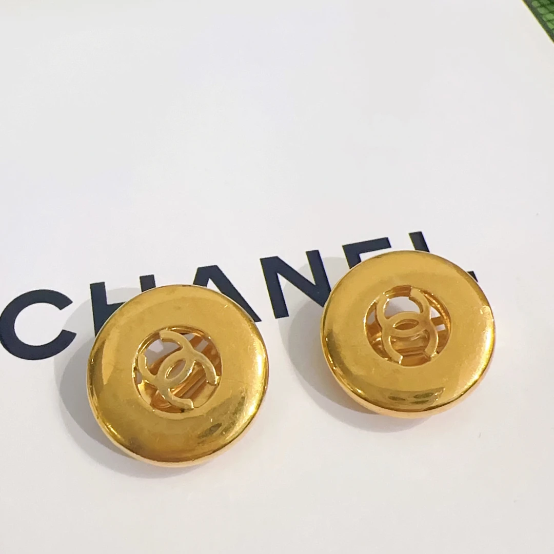 95新 Chanel/香奈儿 Chanel vintage香奈儿中古素金耳夹