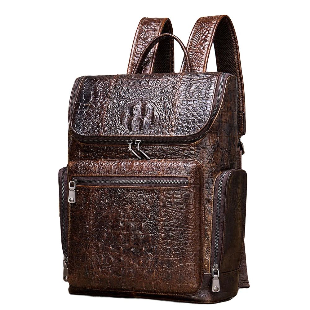 新款头层牛皮大容量男士出差商务双肩包男生旅行男士收纳包休闲