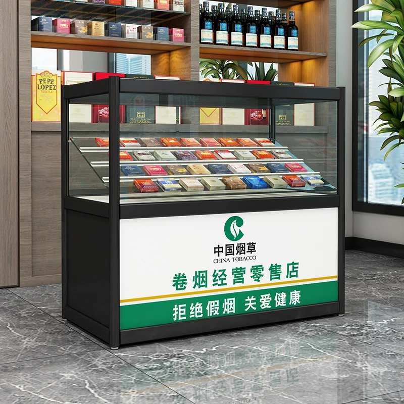 香烟柜子便利店超市钢化玻璃斜面香烟柜台烟酒移动小型烟草专卖柜