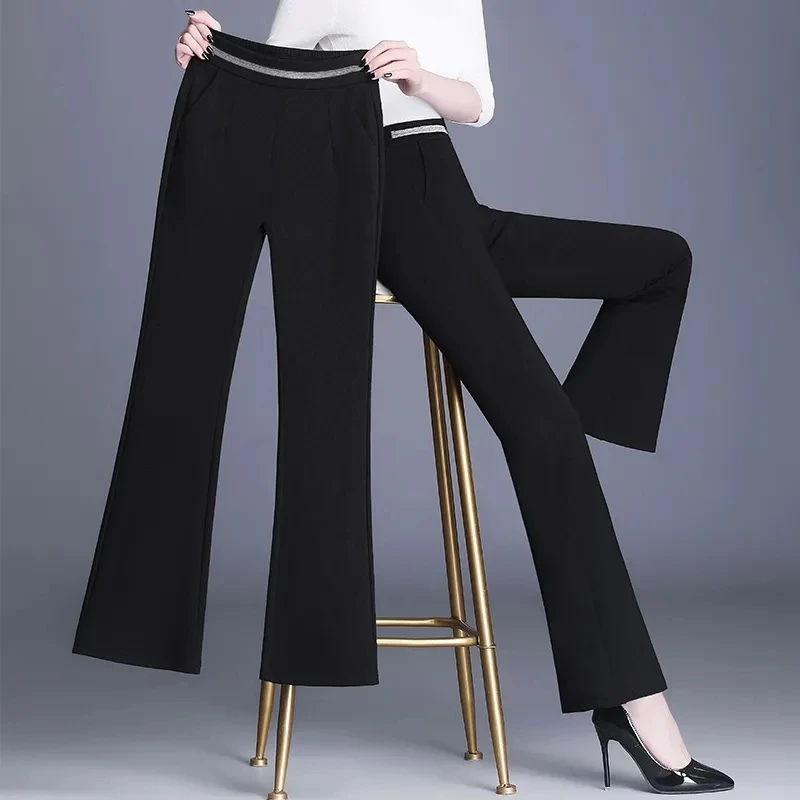 微喇裤女 长裤/九分任选秋冬新款高腰弹力显瘦百搭宽松垂感喇叭裤