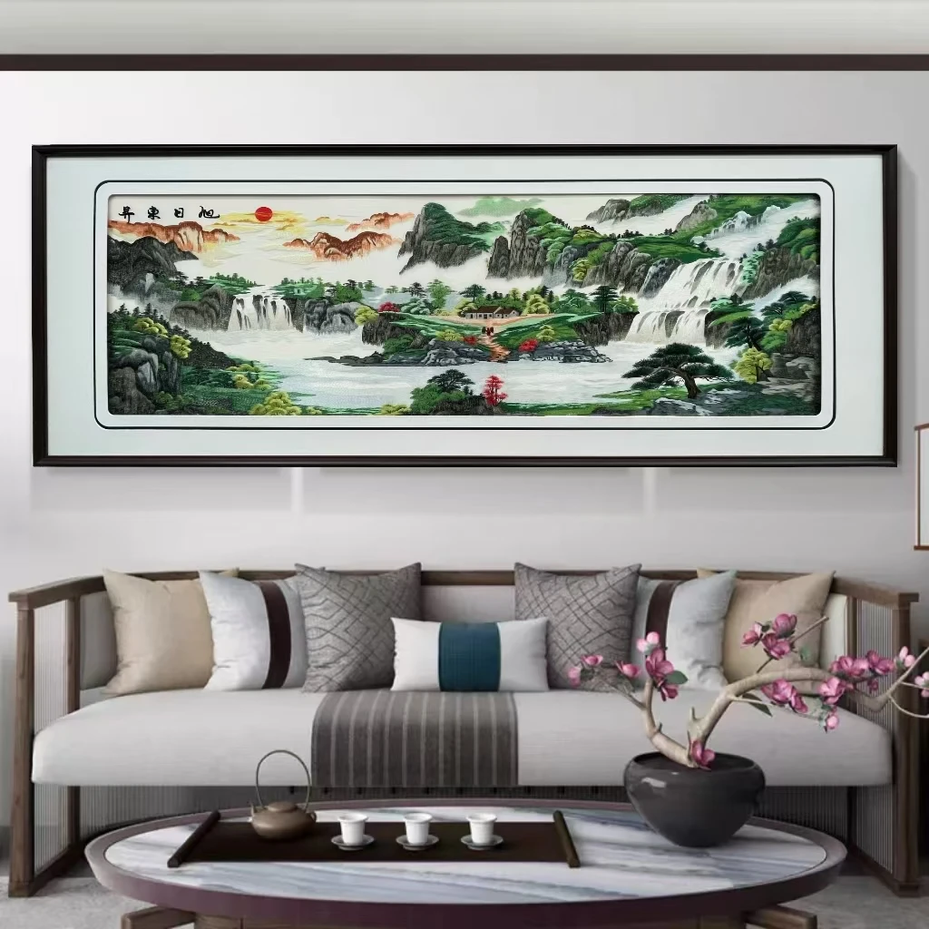 梨花海棠高端苏绣实木客厅餐厅挂画单幅装饰画新中式壁画
