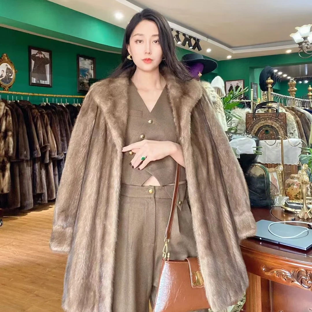 中古皮草中古貂皮vintage欧美时尚皮衣孤品中古貂皮大衣