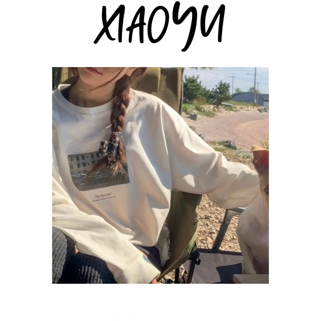 【八汽车长袖衫】韩系复古汽车长袖打底衫磨毛加厚保暖长袖衫宽松