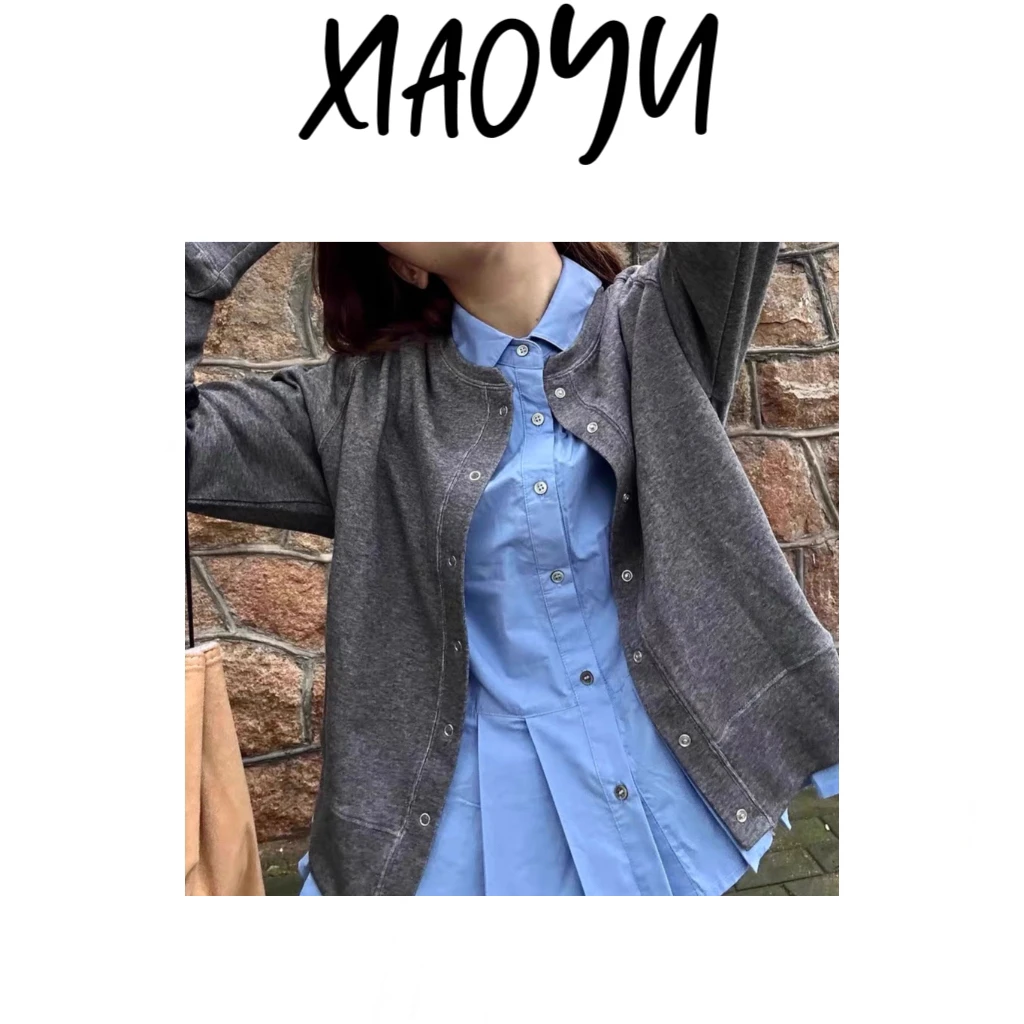 【念念不忘】韩单重磅水洗毛圈暗扣长袖外套宽松显瘦百搭棒球外套女